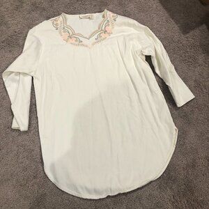 Victoria's Secret Gold Tag Vintage White Cream Embroidered Tunic Night Shirt